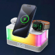 Chargeur Sans Fil 3 En 1 Multi-Fonction Avec Enceinte Bluetooth Et Veilleuse Intégrée Design Pliable Pour Téléphone Écouteurs...
