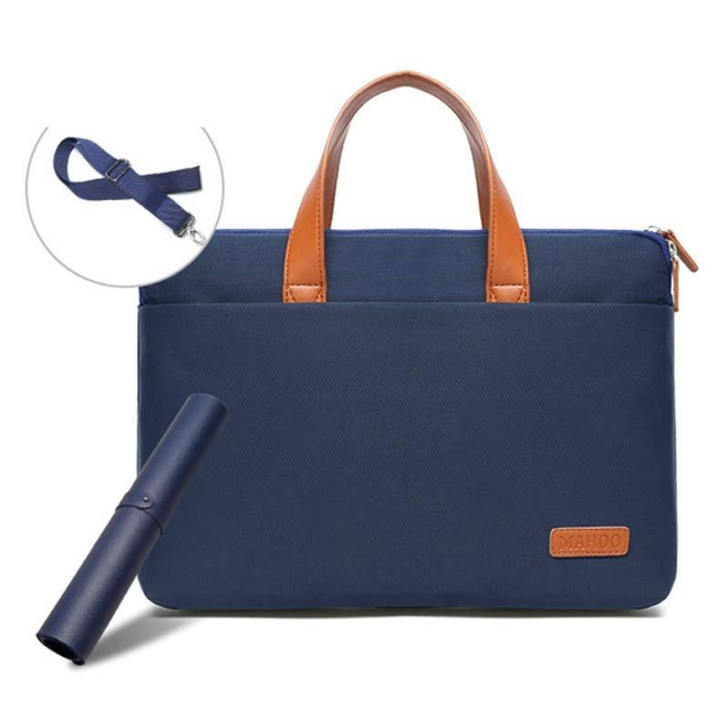 Sacoche Ordinateur Portable Ultra-Fine Imperméable Avec Compartiments Multiples Pour MacBook 15-16 Pouces Couleur Bleu Foncé ...