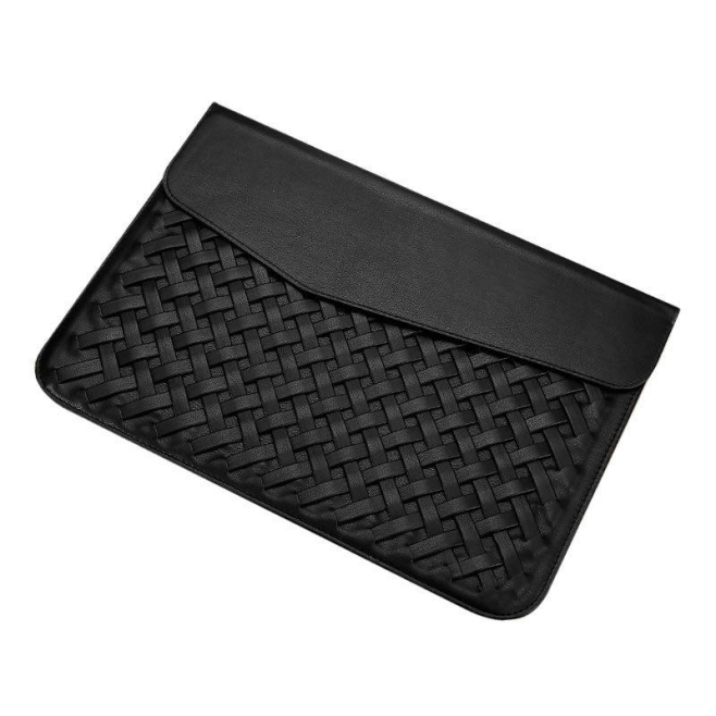 Sacoche Ordinateur Portable Tissée Main En Cuir PU Imperméable Et Douce Pour Ordinateur 13 Pouces Protection Anti-Choc Et Ant...