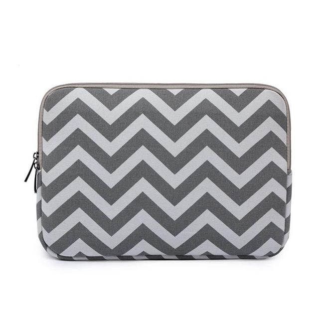 Sacoche Ordinateur Portable 13 Pouces Design Rayé Étanche et Résistante aux Chocs en Toile Grise - www.yonis-shop.com