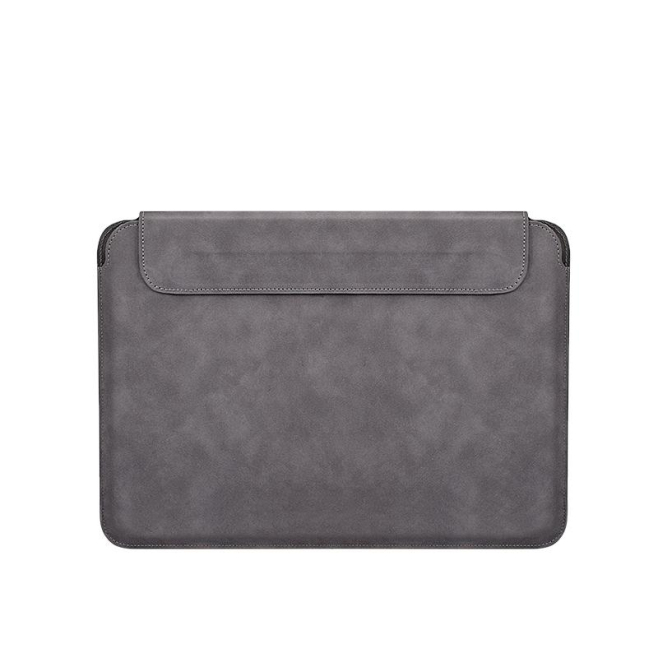 Sacoche Ordinateur Portable Élégante Et Légère En Peau De Mouton Gris Espace Profond 14.1-15.4 Pouces Résistante À L'eau Et T...