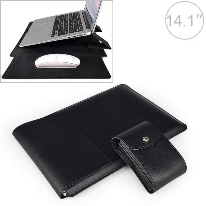 Sacoche Ordinateur Portable En Cuir PU Avec Support Ergonomique Et Pochette De Rangement Pour Laptop 14 Pouces - www.yonis-sh...