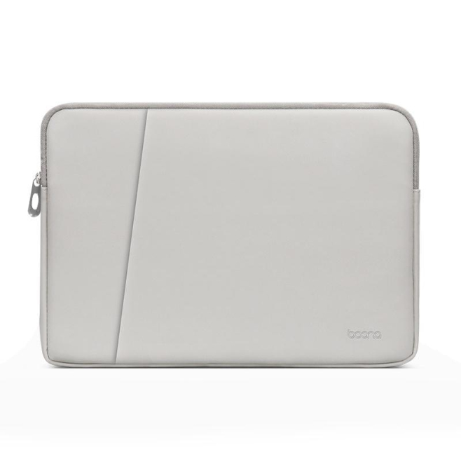 Sacoche Ordinateur Portable Cuir PU Gris Double Couche Étanche et Résistante Pour Tailles 13 à 14 Pouces - www.yonis-shop.com