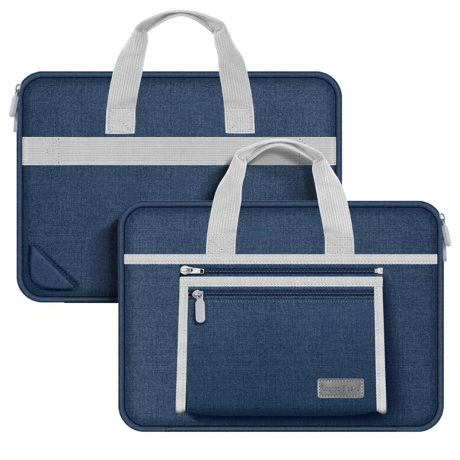 Sacoche Ordinateur Portable 14 Pouces Tissu Oxford Résistante à l'Eau avec Pochette Accessoire Intégrée Design Élégant et Min...