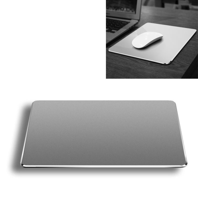 Tapis De Souris Antidérapant Double Face En Alliage D'Aluminium Taille Moyenne Argenté Haute Qualité Facile À Nettoyer - www....