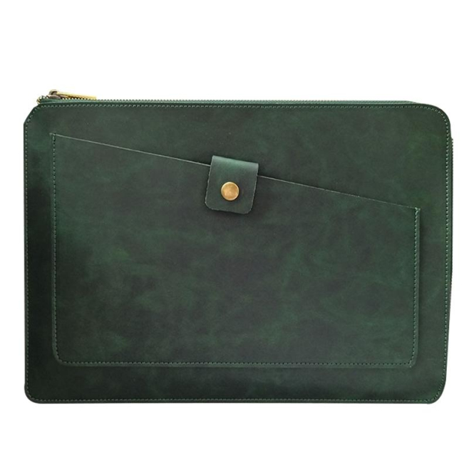 Sacoche Ordinateur Portable En Cuir Véritable Verte Pour Laptop 12 Pouces Et Moins Protection Optimale Contre Chocs Et Rayure...