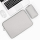 Sacoche Ordinateur Portable Cuir PU Imperméable Résistante Gris Taille 11/12 Pouces Protection Antichoc et Tapis Souris Intégré