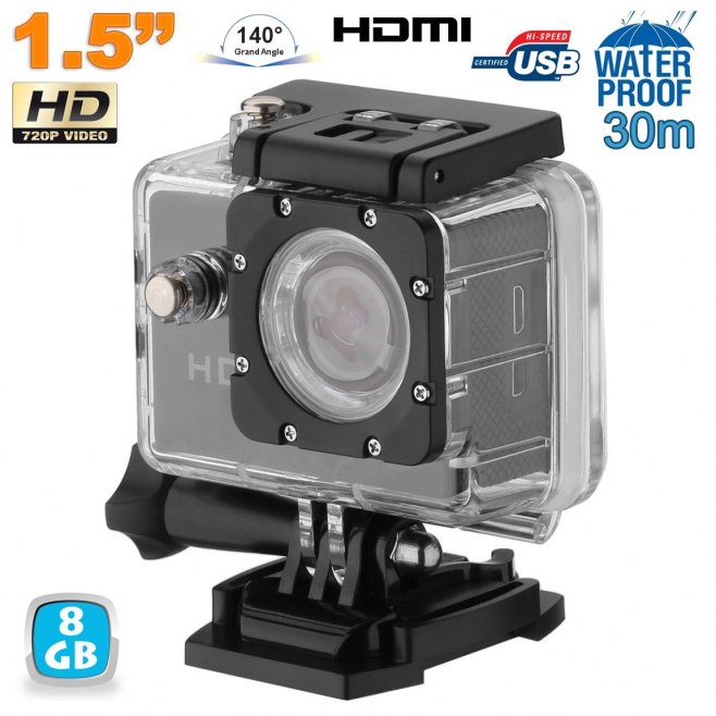 Caméra D'Action 1080P HD - Grand Angle 140° - Boîtier Étanche 30m - Parfaite Pour Sport Et Aventure