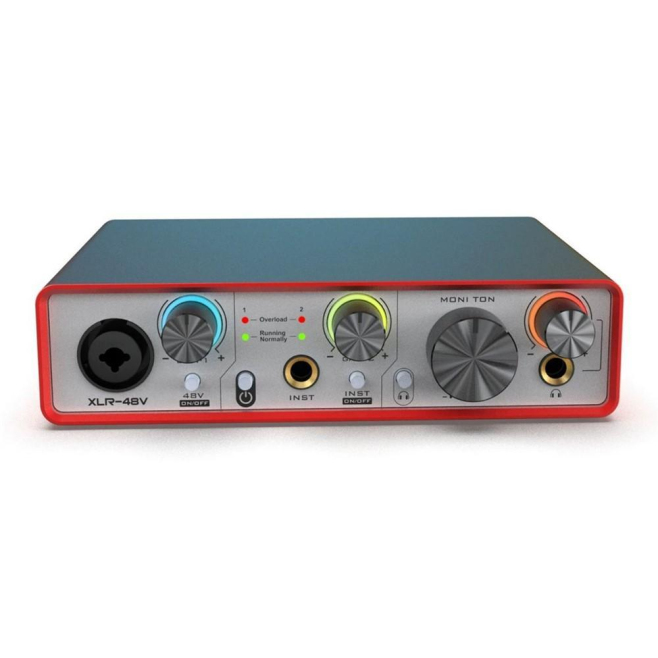 Interface Audio USB 2 Entrées 2 Sorties 24 Bit 48 kHz ASIO Avec Alimentation Fantôme 48 V - www.yonis-shop.com