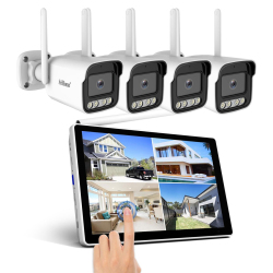 Kit De Vidéosurveillance WiFi 4 Caméras 5MP Écran Tactile 10 1 Pouces Détection Humaine IP66 - www.yonis-shop.com