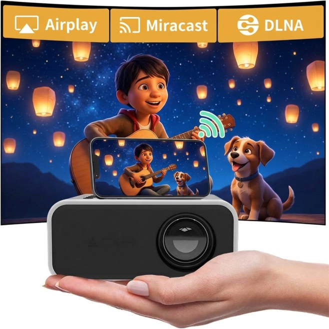 Mini Vidéoprojecteur Portable LED 16 À 100 Pouces Haut Parleur Intégré Prise Casque USB Blanc - www.yonis-shop.com