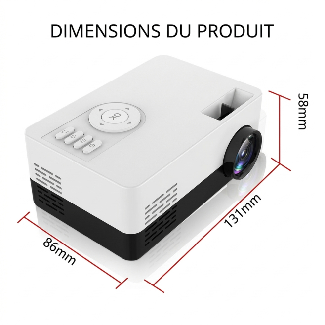 Mini Projecteur LED Portable 1080P Supporté Avec Haut Parleur TF USB AV Pour Maison Et Camping - www.yonis-shop.com