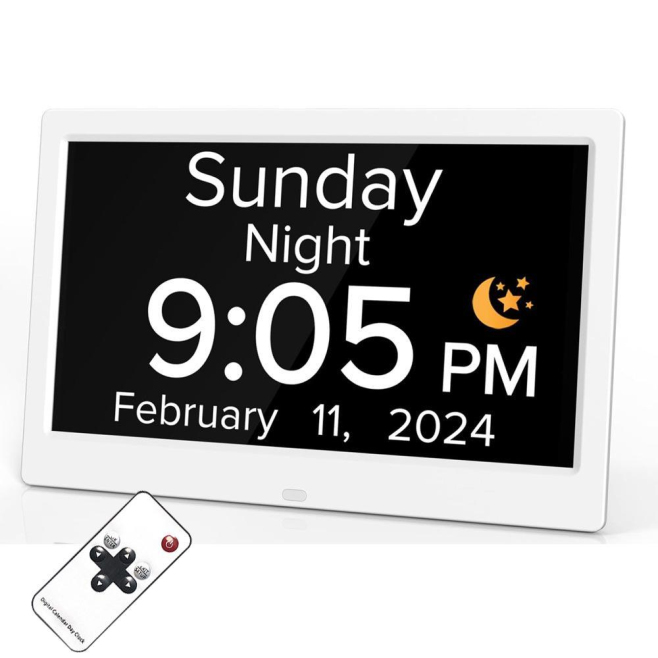 Horloge Numérique 10 Pouces Pour Seniors Avec Rappels Médicaments Alarmes Et Annonce Vocale Anglaise - www.yonis-shop.com