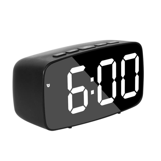 Réveil De Chevet Miroir LED À Commande Vocale USB Ou Piles AAA Format Arc Noir 12 cm - www.yonis-shop.com