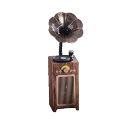 Enceinte Bluetooth Rétro 8W Avec Platine Vinyle Rotative Bras Phonographe Et Batterie 1800mAh Marron