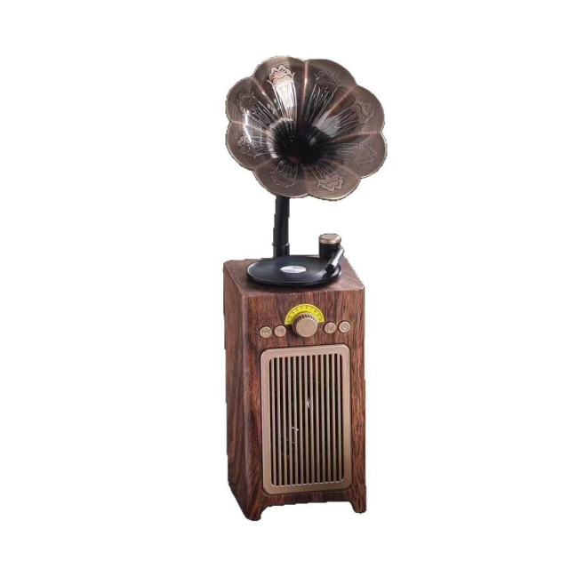 Enceinte Bluetooth Rétro 8W Avec Platine Vinyle Rotative Bras Phonographe Et Batterie 1800mAh Marron - www.yonis-shop.com