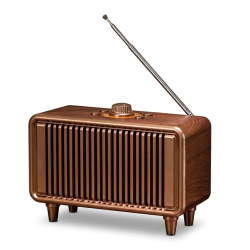 Enceinte Bluetooth Sans Fil 16W Bluetooth 5.3 FM AUX Carte TF Autonomie 6 &Agrave; 10 Heures Effet Bois