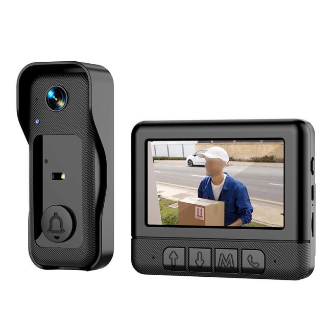 Sonnette Vidéo Sans Fil Avec Écran 4,3 Pouces Vision Nocturne Infrarouge Et Interphone Bidirectionnel - www.yonis-shop.com