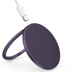 Chargeur Sans Fil Magnétique 15W Avec Support Anneau Réglable En Alliage D’Aluminium Violet Foncé