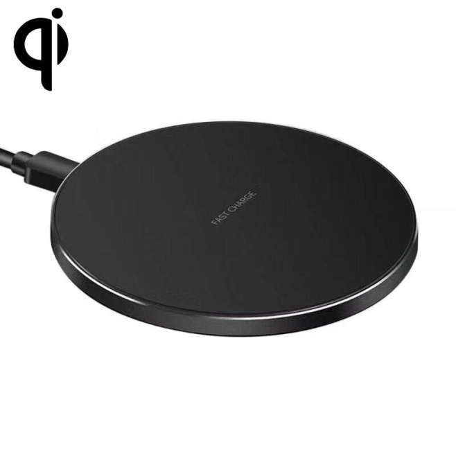 Chargeur Sans Fil Qi 15W Rond En Aluminium Blanc Miroir Format Ultra Fin 100 mm - www.yonis-shop.com