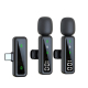 Micro Cravate Sans Fil Double Pour Vidéo Réduction De Bruit DSP Audio 48 kHz Portée 20 m