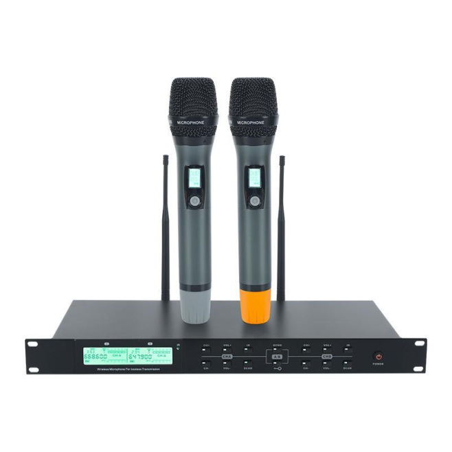 Microphone Sans Fil Professionnel Karaoké Réverbération 7 Bandes Double Antenne Portée 100 Mètres - www.yonis-shop.com