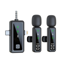 Micro Cravate Sans Fil Double Pour Vidéo Réduction De Bruit DSP Audio 48 kHz Portée 20 m