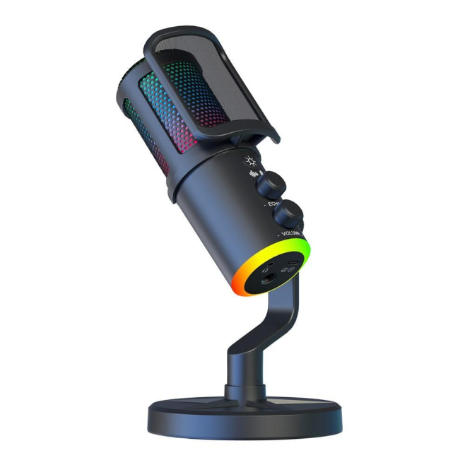 Microphone USB C De Bureau Pour Gaming Et Karaoke Avec Réduction De Bruit ENC Éclairage RGB Et Filtre Anti Pop - www.yonis-sh...