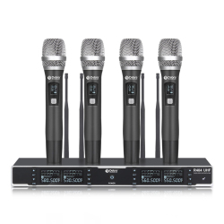 Microphone Sans Fil UHF 4 En 1 Pour Scène Et Conférence Portée 80 À 100 Mètres Capsule Dynamique Cardioïde