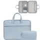 Sacoche Ordinateur Portable 15 À 16 Pouces En Similicuir Imperméable Ouverture À 180 Degrés Compartiment Suédine Passant Valise