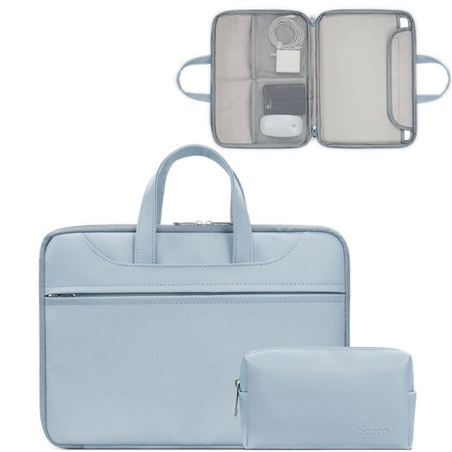 Sacoche Ordinateur Portable 15 À 16 Pouces En Similicuir Imperméable Ouverture À 180 Degrés Compartiment Suédine Passant Vali...