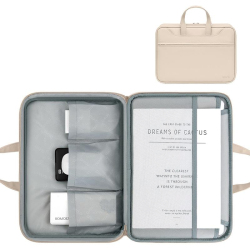 Sacoche Pour Ordinateur Portable 15 À 16 Pouces En Similicuir Étanche Ouverture À 180° Compartiment Principal En Suédine