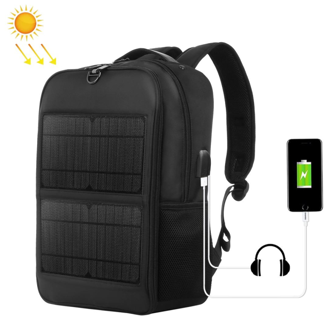 Sac À Dos Ordinateur Portable Solaire 14 W Avec Port USB 5 V 2,1 A Et Compartiments Multiples - www.yonis-shop.com