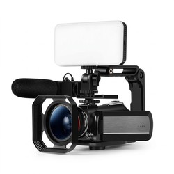 Caméscope Numérique 4K Vision Nocturne WiFi Zoom Optique 12X Microphone Et Lumière LED Écran Tactile 3,1 Pouces