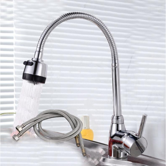 Robinet De Lavabo Eau Chaude Et Froide Rotatif À 360° Avec Tête Anti Éclaboussures Et Tube 60 Cm - www.yonis-shop.com