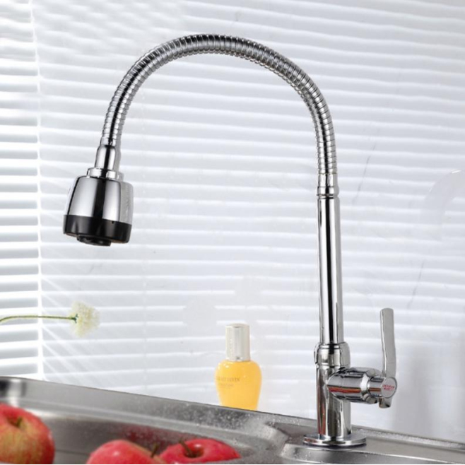 Robinet De Cuisine Pour Évier À Eau Froide Orientable À 360° Avec Tête Antiéclaboussures Et Valve Économique Antiobstruction ...
