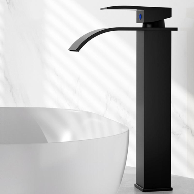 Robinet Mitigeur Lavabo Cascade Eau Chaude Froide Noir Haut En Inox 304 À Cartouche Céramique_久久爱 - www.yonis-shop.com