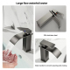 Robinet Mitigeur De Lavabo Eau Chaude Et Froide Bec Cascade Inox 304 Cartouche Céramique Gris Acier Bas 18 Cm - www.yonis-sho...