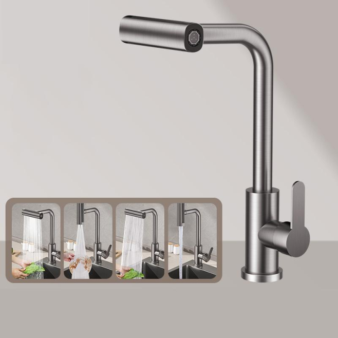 Mitigeur De Cuisine Pour Évier Monotrou À Eau Chaude Et Froide À 4 Modes Pivotant À 360 Degrés En Laiton - www.yonis-shop.com