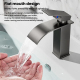 Robinet Mitigeur De Lavabo Eau Chaude Et Froide Bec Cascade Acier Inoxydable 304 Cartouche Céramique Gris Acier Haut 30 Cm - ...