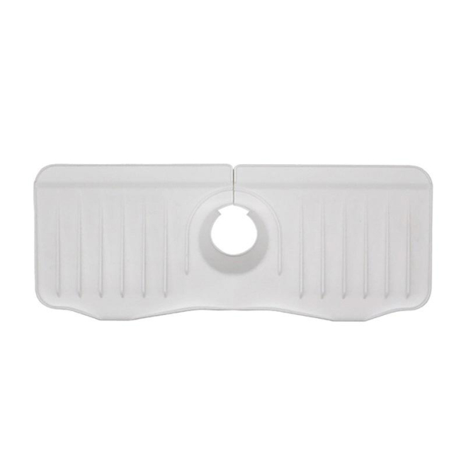 Tapis Évier Silicone Anti Éclaboussures Avec Drainage Et Boucle Flexible 37 x 14,7 x 2 cm Blanc - www.yonis-shop.com