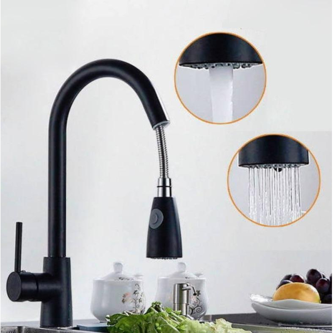 Robinet De Cuisine Extractible Eau Chaude Et Froide Rotation 360° Cartouche Céramique Économie D’Eau Finition Inox Noir - www...