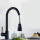 Robinet De Cuisine Extractible Eau Chaude Et Froide Rotation 360° Cartouche Céramique Économie D’Eau Finition Inox Noir - www...
