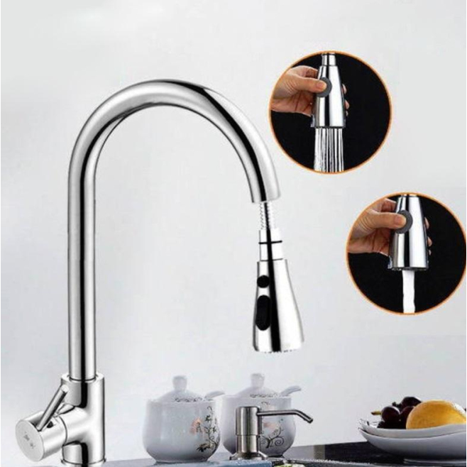 Robinet De Cuisine Extractible Eau Chaude Et Froide En Cuivre Rotation 360° Bec Flexible Cartouche Céramique Économique 马会 - ...