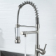 Robinet De Cuisine À Ressort Orientable En Laiton Brossé Pour Eau Chaude Et Froide À Deux Jets - www.yonis-shop.com