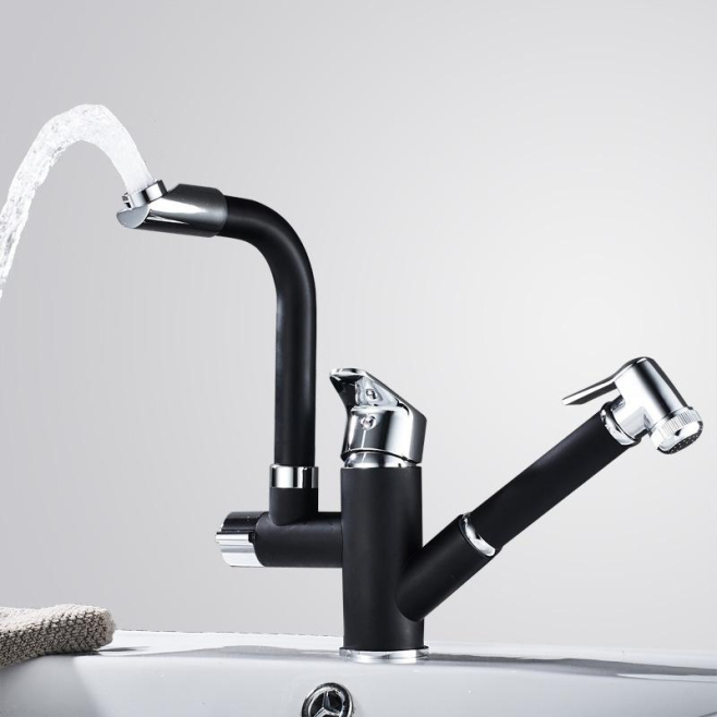 Robinet De Cuisine À Douchette Extractible Eau Chaude Et Froide En Cuivre Rotation À 720 Degrés Tuyau 120 Cm - www.yonis-shop...