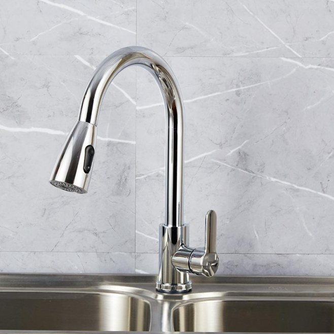 Robinet De Cuisine Extractible En Inox À Double Jet Rotation À 360° Eau Chaude Et Froide Cartouche Céramique - www.yonis-shop...