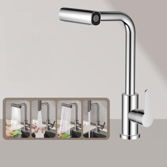 Robinet De Cuisine Monotrou Fixe Pour Évier À 4 Modes Eau Chaude Et Froide En Laiton Orientable À 360° - www.yonis-shop.com