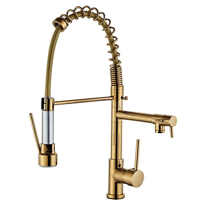 Robinet De Cuisine En Cuivre À Douchette Flexible Double Commande Eau Chaude Et Froide Rotation À 360° Anti-Corrosion 460 Mm ...