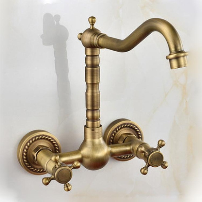 Robinet Mural De Lavabo Mélangeur Eau Chaude Et Froide En Cuivre Finition Laiton Noir Antique - www.yonis-shop.com